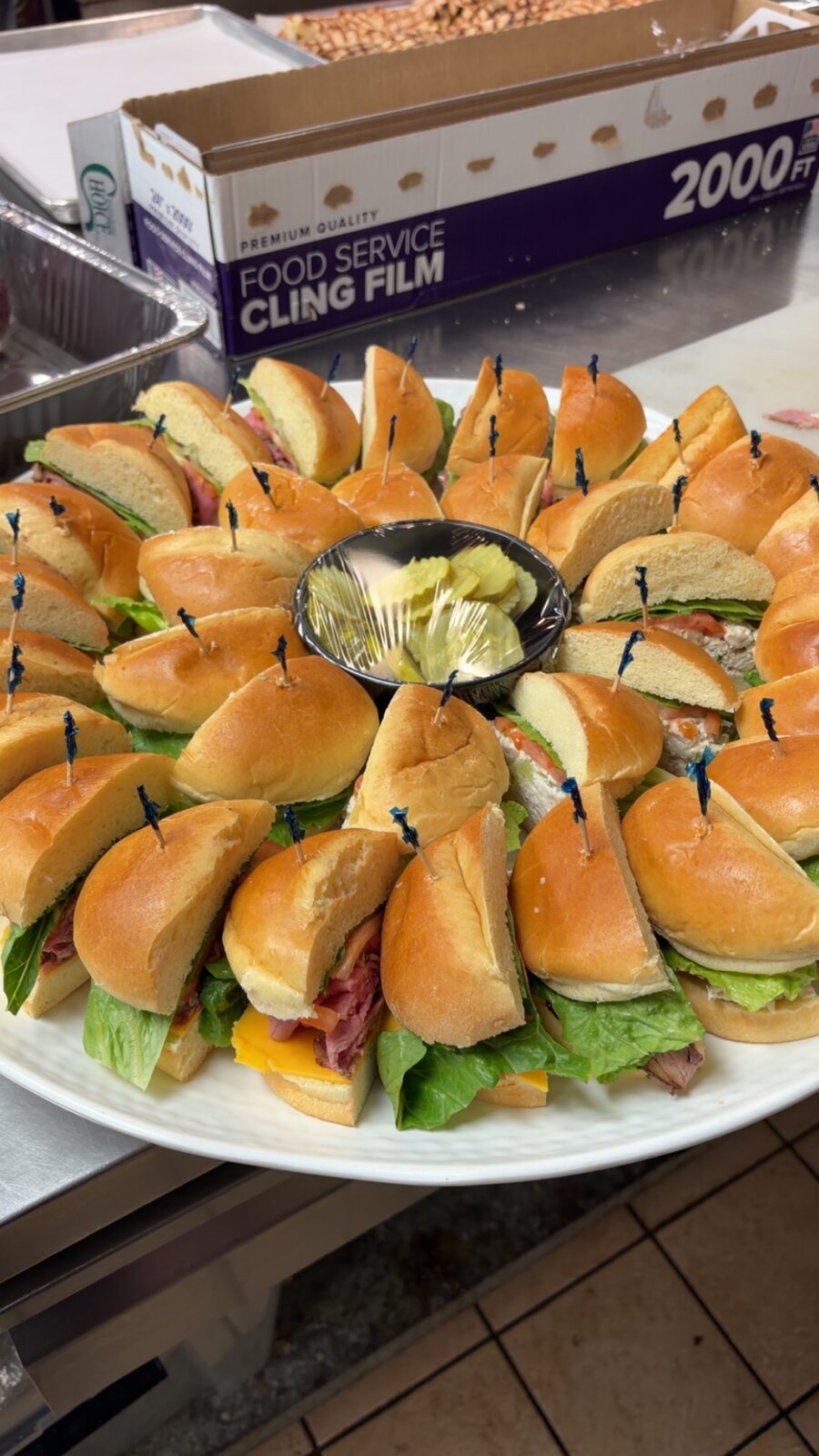 Sandwich tray with melon garnish